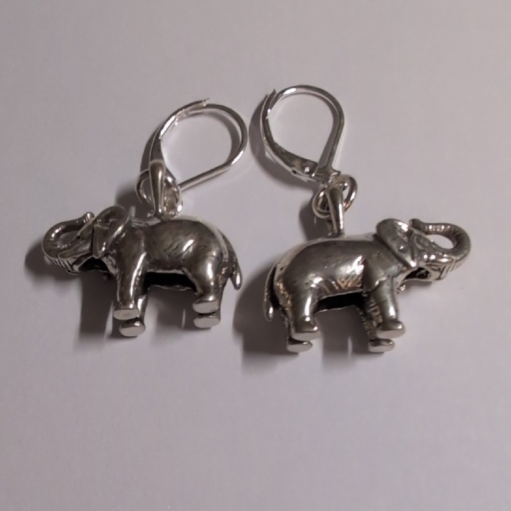 Silver Elephant Earrings
